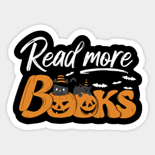 Read More Books, Funny Halloween Black Cats and Pumpkins Sticker